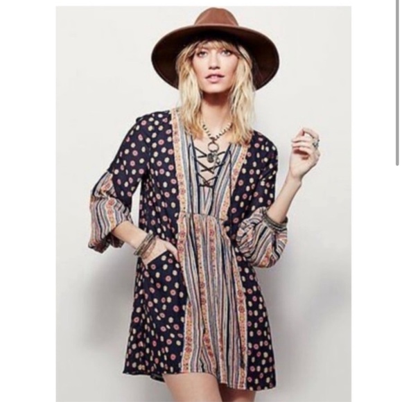 Free People Women's Rain or Shine Printed Dress -Medium - Picture 1 of 13